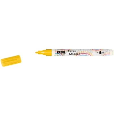 Afbeelding van KREUL 90660 Textielmarker fijn, geel, lijndikte ca. 1 tot 2 mm, textielverfstift voor lichtgekleurde stoffen &amp; textiel, wasbestendig na fixatie