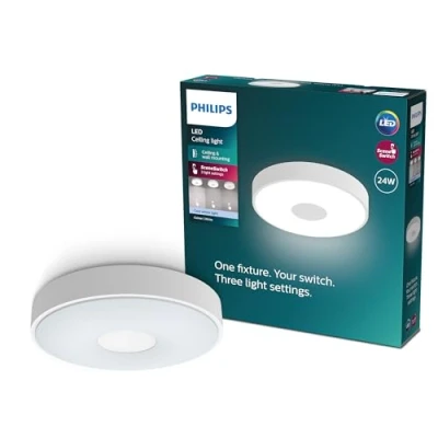 Afbeelding van Philips Coiner plafondlamp SceneSwitch lichttechnologie 24W Helderwit licht Wit design