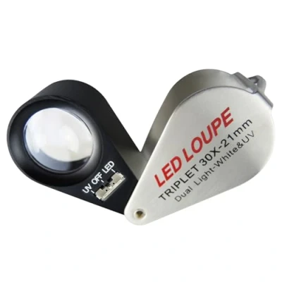 Afbeelding van Gain Express 30x Juwelier Loep 21mm Lens Diameter Vergrootglas met LED en UV Verlichting, Ronde Body Magnifyng Kit