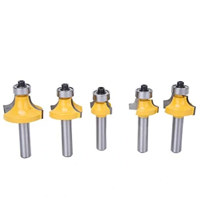 Afbeelding van 5 stks Kastdeur Router Bit Set 8mm Schacht Ronde Over Bits Houtbewerking Hoek Frees Tool