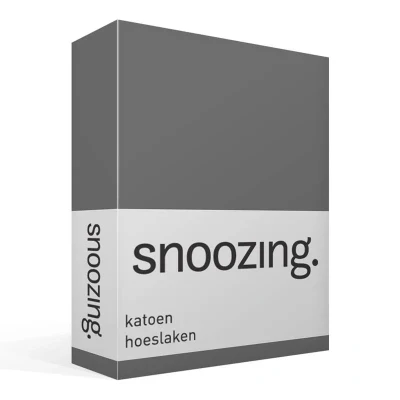 Afbeelding van Snoozing Katoen Hoeslaken Lits jumeaux 160x220 cm Antraciet