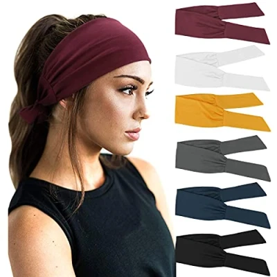 Afbeelding van DRESHOW 6 Pak Vrouwen Hoofdbanden Breed Elastisch Haar Banden Hoofd Wikkel Leuke Knoop Haaraccessoires