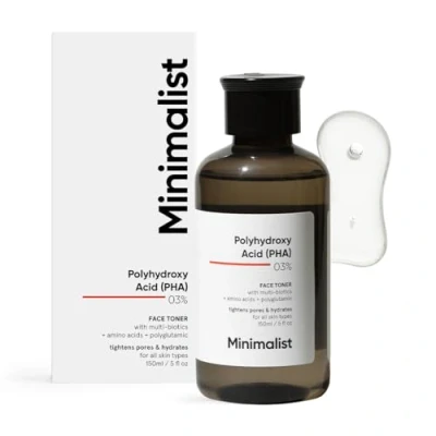 Afbeelding van Minimalist PHA 3% alcoholvrij gezichtswater, 150 ml Poriënversteviging en milde peeling voor vette, acne gevoelige normale huid transparant, (1 stuk)