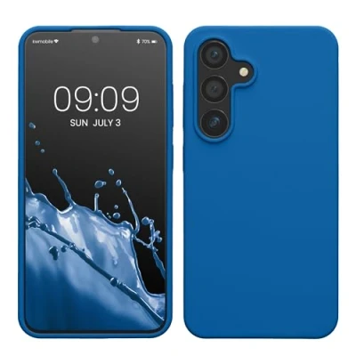Afbeelding van kwmobile telefoonhoesje geschikt voor Samsung Galaxy S24 Hoesje met siliconen coating Smartphone case in rifblauw