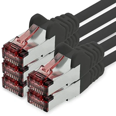 Afbeelding van netwerkkabel Cat.6 0,5m zwart 5 x Ethernetkabel Lankabel Cat6 Lan Sftp Pimf patchkabel 1000 Mbit s