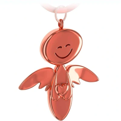 Afbeelding van FABACH Beschermengel sleutelhanger smile met hart elegante engel hanger van metaal in zilver, goud, rosé, zwart, brons cadeau geluksbrenger auto rijbewijs rijden voorzichtig, 1 x