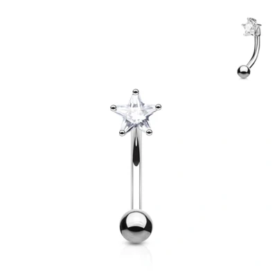 Afbeelding van Piercing CZ steentje ster wit