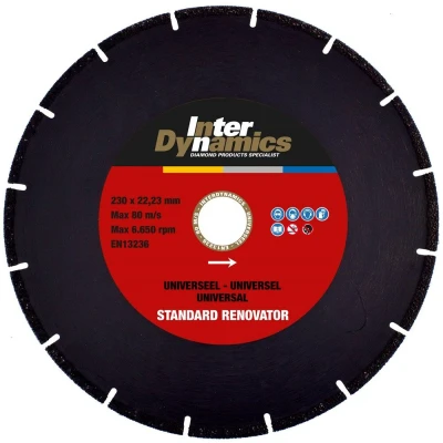 Afbeelding van Interdynamics renovator standard diamantdoorslijpschijf 230x22,23mm universeel