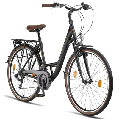Afbeelding van Licorne Bike Violetta, Premium City in 24,26 en 28 inch: een fiets voor meisjes, jongens, dames heren, met 21 versnellingen, Nederlandse fiets, antraciet