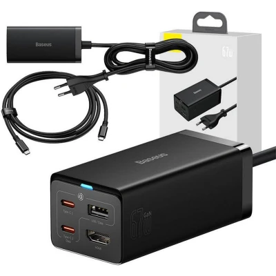 Afbeelding van Baseus GaN5 Pro 67W Snellader voor Laptop met HDMI 4K@30Hz