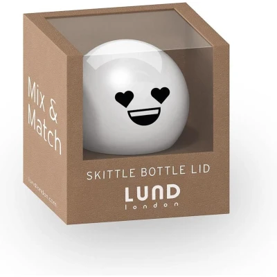 Afbeelding van Lund Skittle Drinkfles Dop Smiley Hartjes White / Stainless Steel