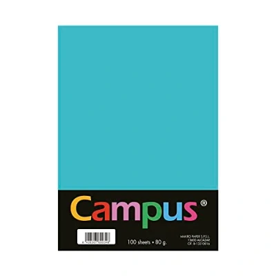 Afbeelding van Campus A4 100 stuks 80 g/m² gekleurd papier 210 x 297 mm soft touch papier, perfect voor boekbinding, kantoor, tekenen en knutselen, turquoise