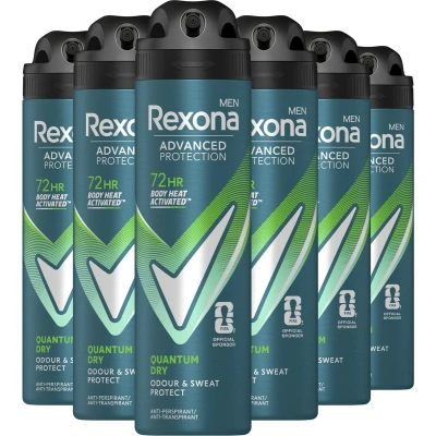 Afbeelding van 6 pack REXONA Deospray Men &quot;Quantum Dry&quot; Advanced Protection 150ml
