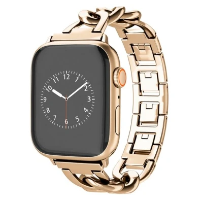 Afbeelding van Apple watch Metalen quick release ketting band Rosé / champagne goud Geschikt voor 38mm 40mm 41mm