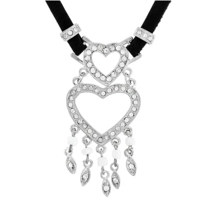 Afbeelding van Behave Zwarte ketting met zilverkleurige hart hanger