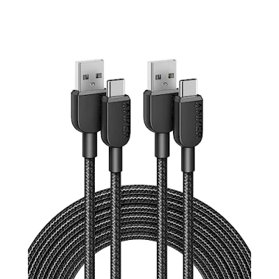 Afbeelding van Anker USB C kabel, set van 2, 300 cm, 310 A naar oplaadkabel, type C, nylon snellaadkabel voor Samsung Galaxy Note 10, 9/S10+, S10, LG V30, zwart