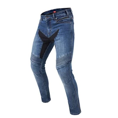 Afbeelding van REBELHORN Eagle III motorjeans voor mannen aramidevezel inzetstukken knie en heupbeschermers SAS TEC Slim Fit, blauw gewassen, 34W / 32L