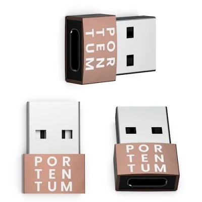 Afbeelding van PORTENTUM USB C naar adapter 3 Eenheden 480 MB Snelheid Premium Zink Toestaan met Hoge Hittebestendigheid Rose Gold