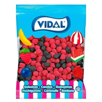 Afbeelding van Vidal snoep, kwarts, rode en zwarte rubberen karamel, zak van 1 kg