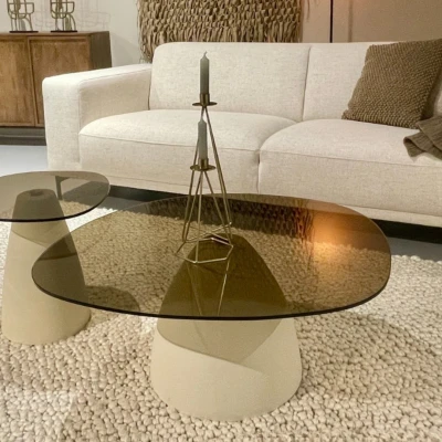 Afbeelding van Livingfurn Mylon salontafel 86cm lichtbruin Hout
