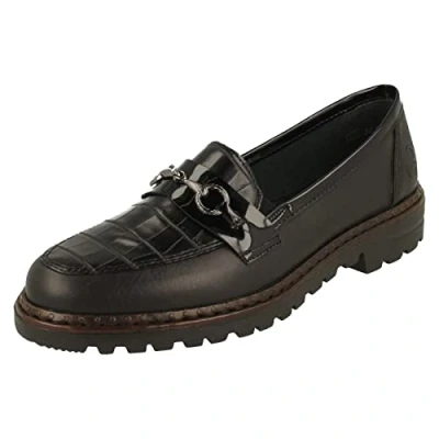 Afbeelding van Rieker Mocassins, Dames, Maat: 40, Black Leer en imitatieleer
