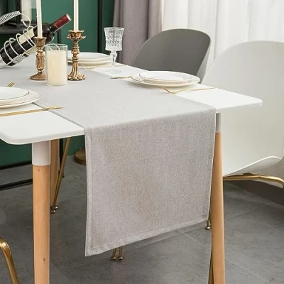 Afbeelding van Simurq tafelloper, modern, afwasbaar, waterafstotend, lotuseffect, outdoor, onderhoudsvriendelijk en vlekbestendig, grijs, tafelband, 30 x 140 cm