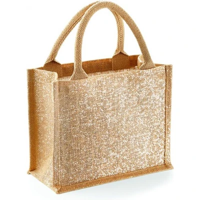 Afbeelding van Westford Mill Shimmer Jute Mini Gift Bag WM431 Natural Gold