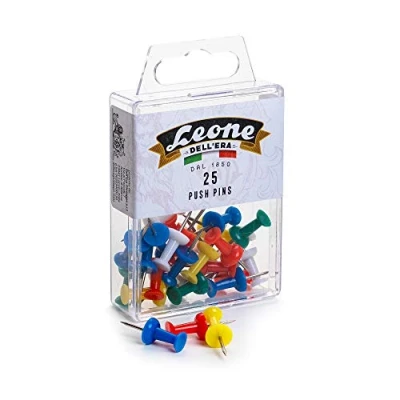 Afbeelding van 25 gekleurde steeknaalden &quot;Push Pins&quot; (1,15 x 23) Leone Dell&#039;Era Made in Italy