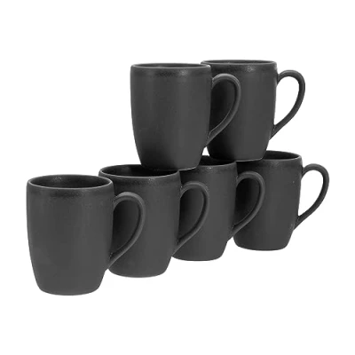 Afbeelding van CreaTable, 17874, serie Soft Touch Black, 6 delige serviesset, bekerset van aardewerk, vaatwasser en magnetronbestendig, Made in Portugal
