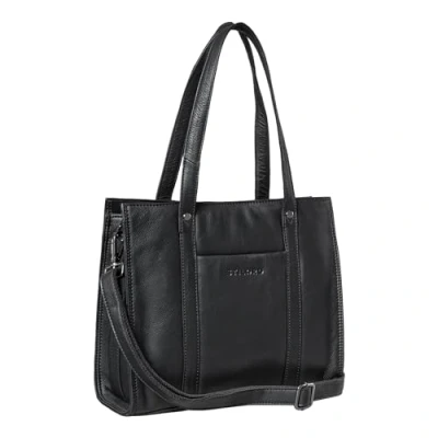 Afbeelding van STILORD &#039;Ariana&#039; Grote Leren Shopper Tas Dames Elegante Business Bag voor 13,3 Inch Laptops Damestas Handtas Schoudertas Werk Shopping Reizen Echtleer, Kleur:zwart