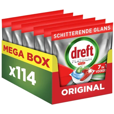 Afbeelding van Dreft Platinum Plus All In One Vaatwastabletten Anti dofheidstechnologie 5 x 36 Capsules