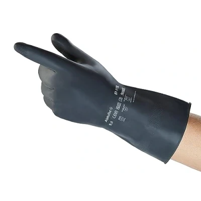Afbeelding van Ansell AlphaTec 87 118 Professionele Werkhandschoenen, Ondoordringbare Herbruikbare Handschoen, Vloeistoffen Oplosmiddelen Bescherming, Industriële Handschoenen Heren Dames, Zwart, Maat S (12 Paar)