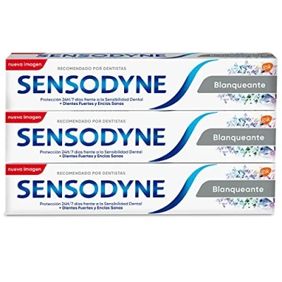 Afbeelding van Sensodyne Bleekmiddel voor tandpasta met fluor, verlichting van gevoelige tanden, langdurige bescherming tegen tandgevoeligheid, 3 x 75 ml