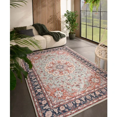 Afbeelding van Vintage Buitenkleed Valenca Nova Saliegroen/rood 120x160 Cm