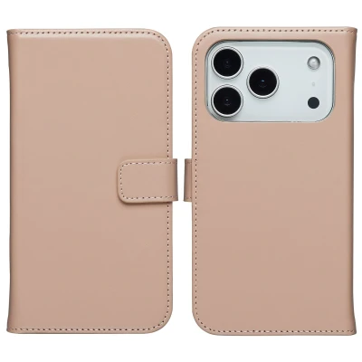 Afbeelding van Apple iPhone 17 Pro Max Hoesje Echt leder Selencia Bookcase Roze Telefoonhoesje