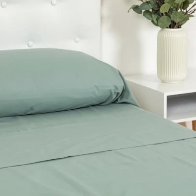 Afbeelding van TRAMAS+ Beddengoedset voor tweepersoonsbed, 160 x 200 cm, 100% katoen, beddengoed, bedlaken en 2 kussenslopen, gecertificeerd volgens Oeko Tex Standard 100, Veronesgroen
