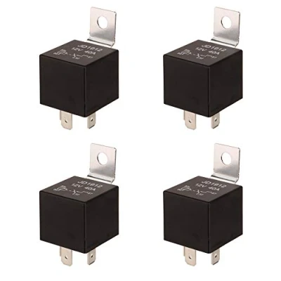Afbeelding van Gebildet 4pcs Standaard Auto relais 12V 40A SPST 4pins Heavy Duty Schakelaars en Starters,Gebruikt voor Automotoren,met Zwarte Waterdichte Behuizing