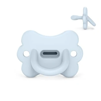 Afbeelding van Suavinex, Fopspeen van siliconen, voor baby&#039;s 0 tot 6 maanden, fysiologische speen Sx Pro, super zacht en flexibel, ideaal om te slapen, kleur Essence Butterfly, lichtblauw