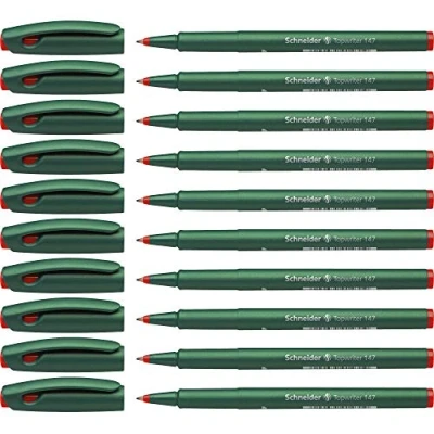 Afbeelding van fineliner Schneider Topwriter 147 0,6 mm rood doos met 10 stuks