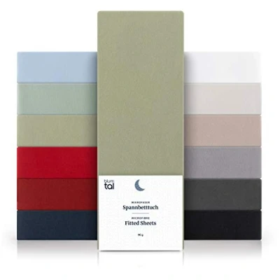 Afbeelding van Blumtal Hoeslaken Microvezel 120 x 190 cm Oeko Tex gecertificeerd tot 25 Matrashoogte Light Olive Green Groen