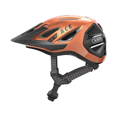Afbeelding van ABUS Urban I 3.0 ACE cityhelm sportieve fietshelm met LED achterlicht, verlengd scherm en magneetsluiting voor mannen vrouwen oranje, maat M