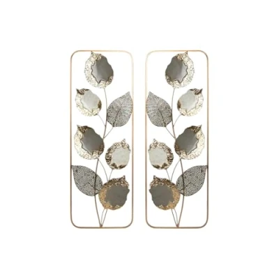 Afbeelding van Wanddecoratie Home ESPRIT Grijs Gouden Modern Bloem 31 x 2,5 89,5 cm (2 Stuks)