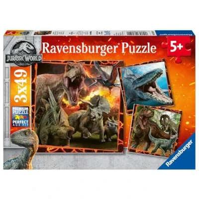 Afbeelding van Ravensburger puzzel Jurassic World Fallen Kingdom Drie puzzels 49 stukjes kinderpuzzel