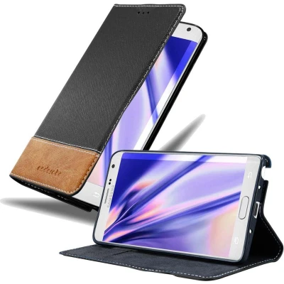 Afbeelding van Cadorabo Hoesje geschikt voor Samsung Galaxy NOTE EDGE in ZWART BRUIN Beschermhoes met magnetische sluiting, standfunctie en kaartvakje Book Case Cover Etui