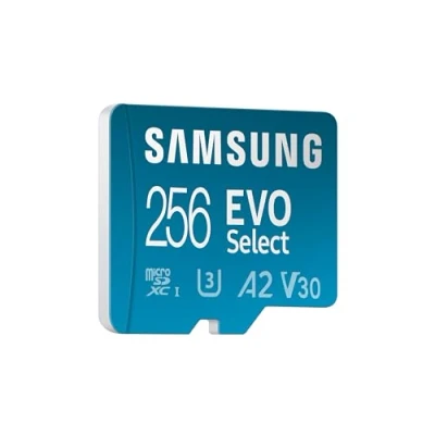 Afbeelding van Samsung EVO Select (2024) microSD kaart + SD adapter, 256GB, geheugenkaart voor smartphone en tablet, UHS I U3, Full HD, 160 MB/s lezen, MB ME256SA/EU