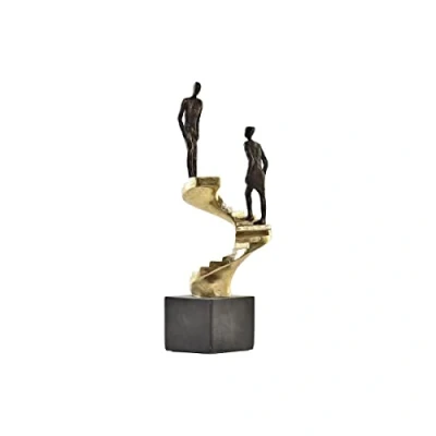 Afbeelding van Decoratieve figuren DKD Home Decor Gouden Hars Donker grijs Trap Modern (14 x 14 41,5 cm)