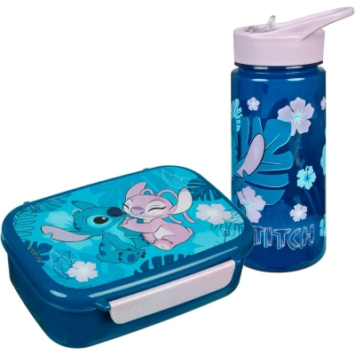 Afbeelding van Scooli Disney Stitch kinderservies geschenkset set bestaande uit broodtrommel en drinkfles ideaal voor school of kleuterschool kinderen vanaf 4 jaar gemaakt van kunststof BPA vrij