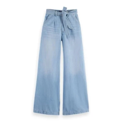 Afbeelding van Scotch &amp; Soda Dames The Wave Wide Leg Luna Blue Light Jeans, Light, 29W / 32L