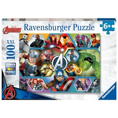 Afbeelding van Ravensburger Puzzel met 100 delen XXL Marvel Avengers, cadeau idee voor kinderen vanaf 6 jaar, educatief en stimulerend spel