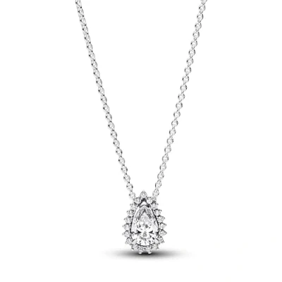 Afbeelding van Pandora 392832C01 Ketting Sparkling Pear Halo zilver zirconia wit 45